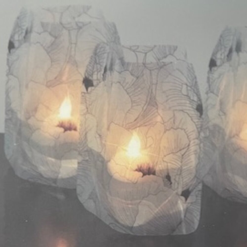NEW Glowing LED Lanterns with Floating Flameless LED Candles 4pc PASTEL FLORALS